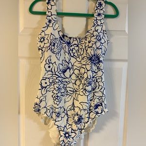 Aerie floral scalloped one piece